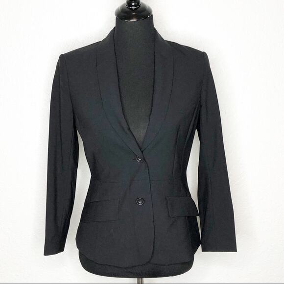Theory Liv Tailor black wool button front blazer size 4 - Picture 1 of 16